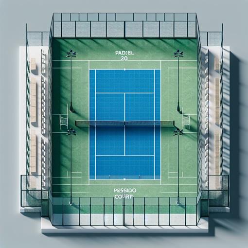 Een duidelijke en gedetailleerde illustratie van de indeling van een padelbaan. De afbeelding toont .jpeg