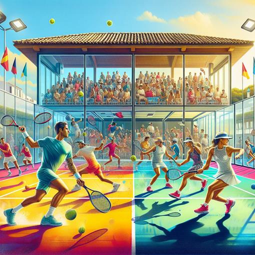 Een levendige en dynamische afbeelding van een gecombineerde tennis- en padelcompetitie. Aan de link.jpeg