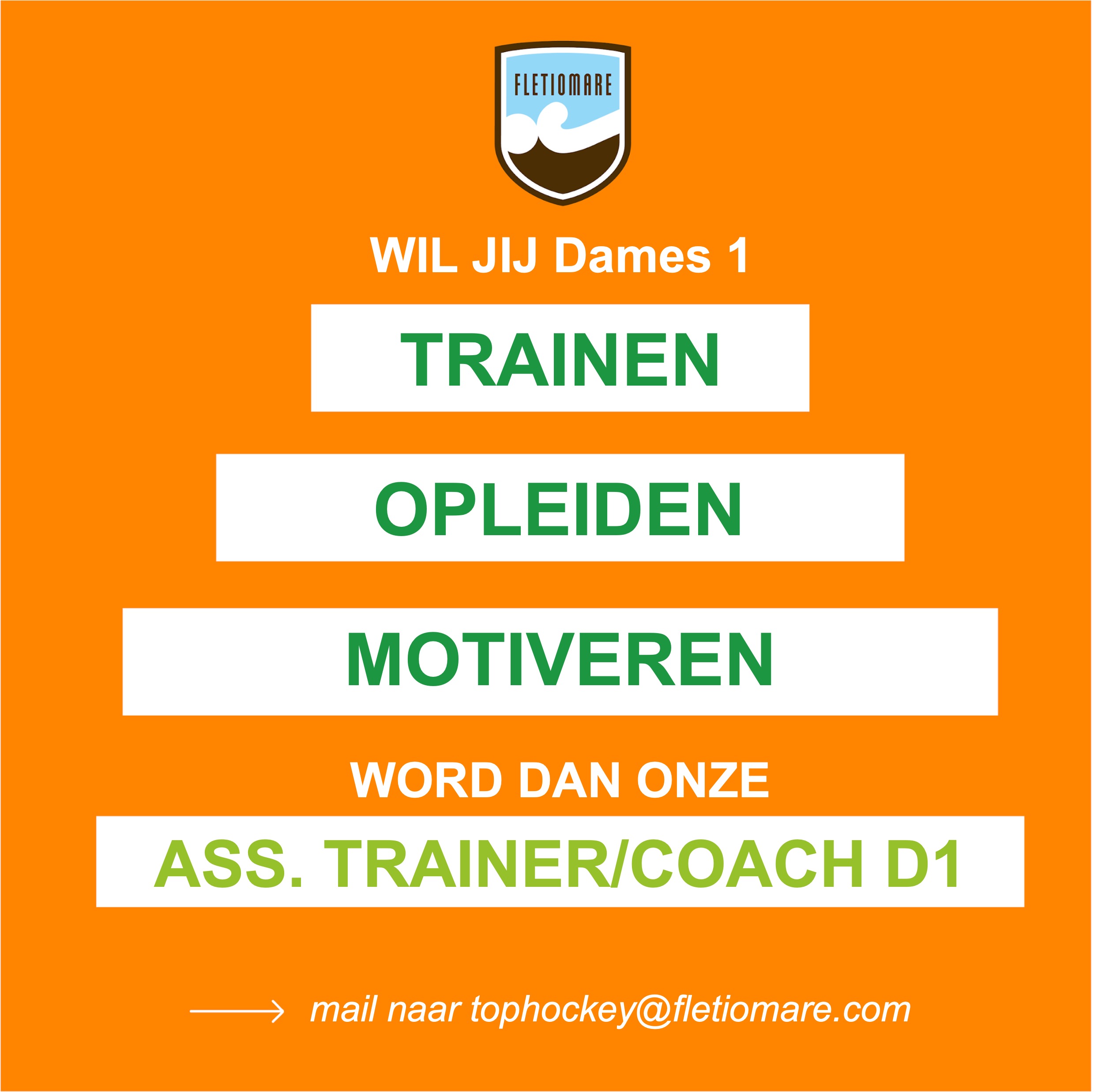 Gezocht: Assistent Coach voor Fletiomare Dames 1 