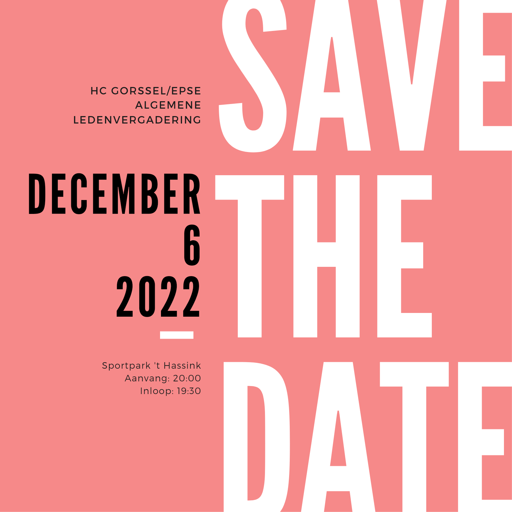 Save the date: ALV 6 december 2022