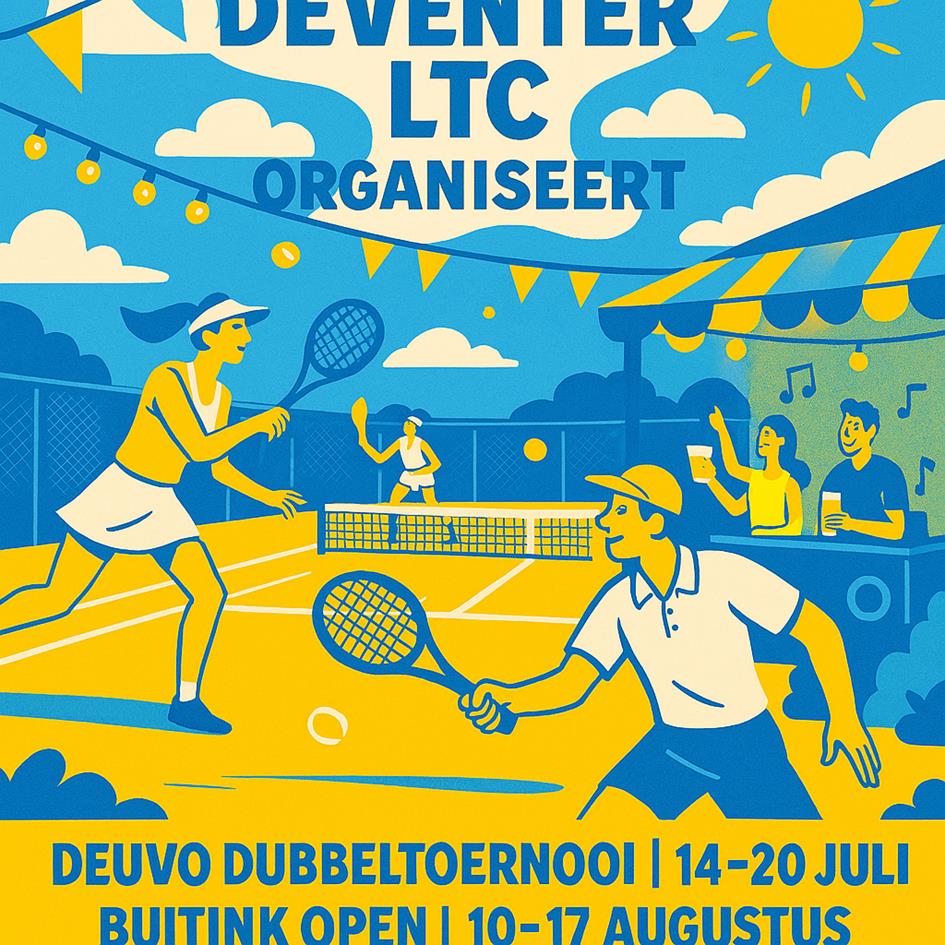 A vibrant and fun summer tennis tournament poster illustration with a background of sunny outdoor te.jpeg