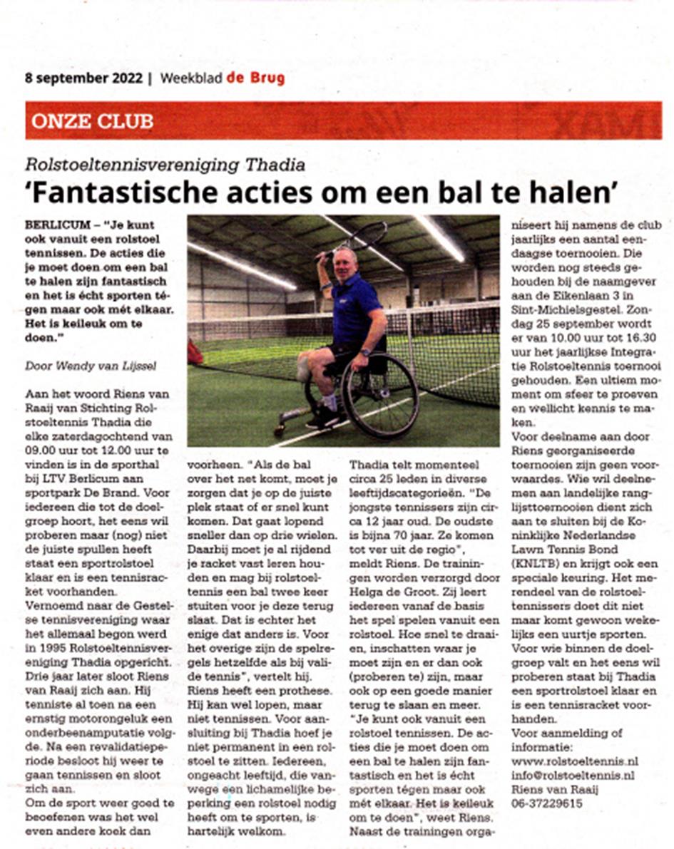 Promotieartikel in weekblad De Brug.jpg